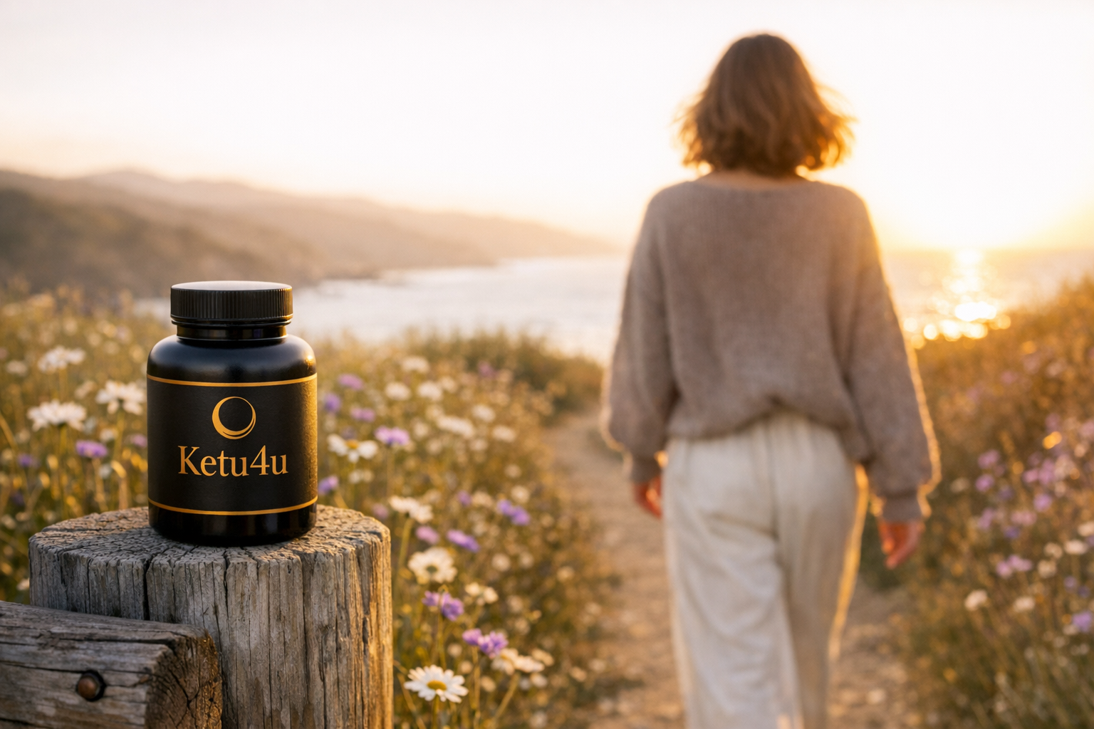 Woman walking in autumn light holding Ketu4u